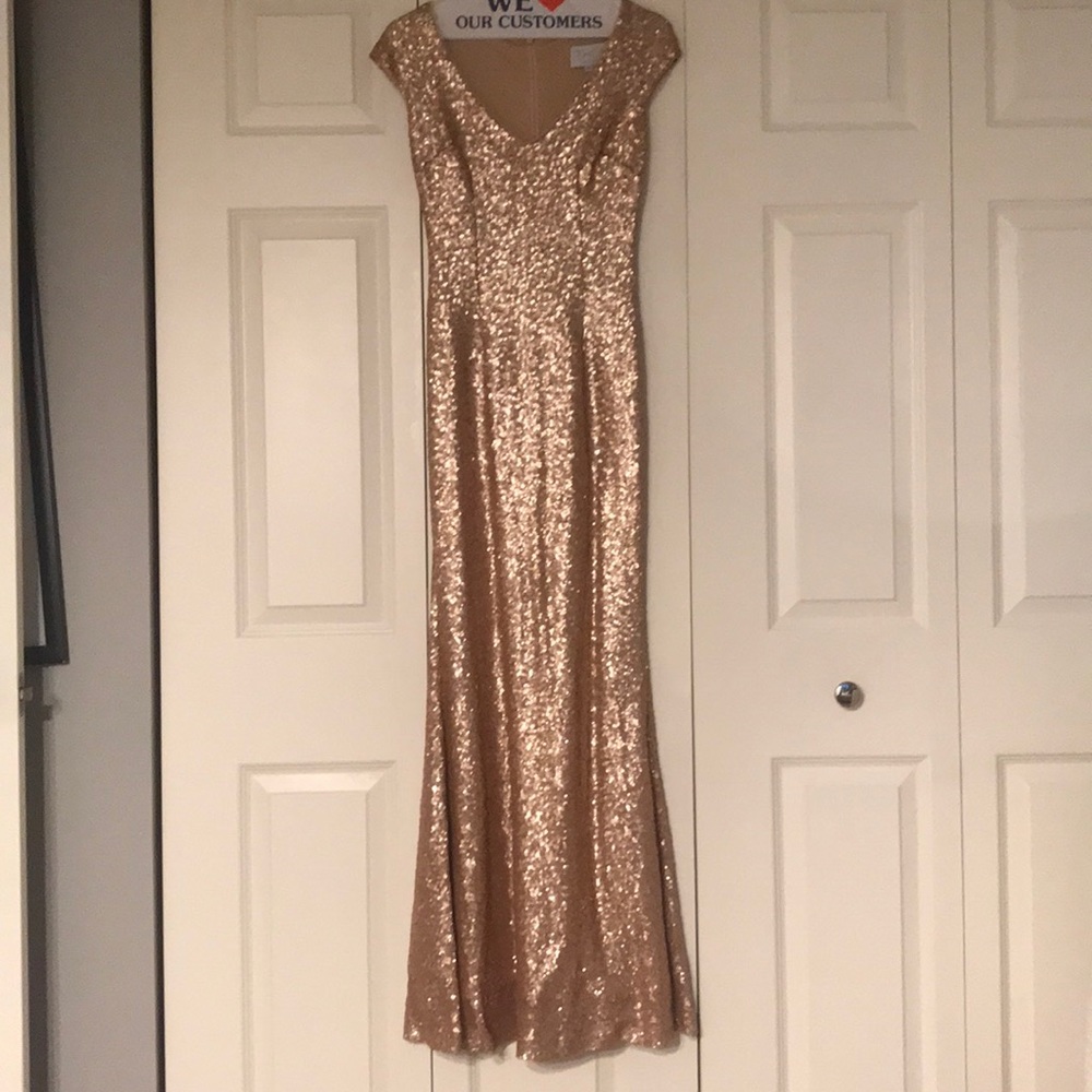 Theia Rose Gold Bridesmaid Dress